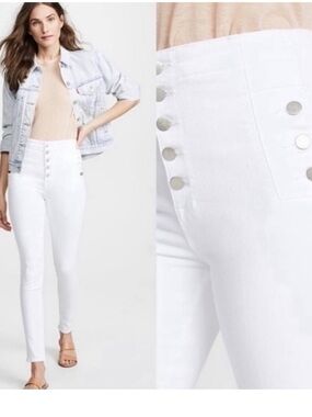 J Brand Natasha Jeans Skinny Sky High Button Fly & Pockets Sz 27 White Blanc